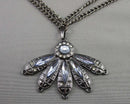 Gunmetal Rhinestone Pendant Necklace (Vintage) H135-19