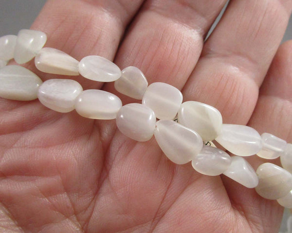 White Moonstone Nugget Bead Strand 7.5" (C075)