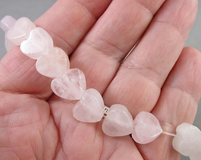 Rose Quartz Heart Beads 10mm (C307)