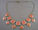 Liz Claiborne Peach Enamel Statement Necklace Vintage H137-10