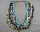 Multi Strand Blue Quartz Gemstone Necklace (Vintage) H137-20