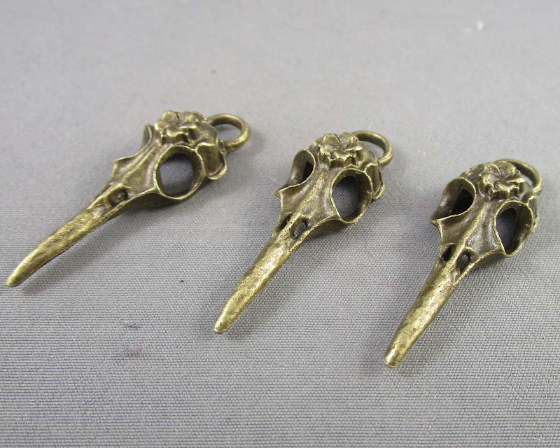 Bird Skull Charms Antique Bronze Tone 10pcs (G094-2)