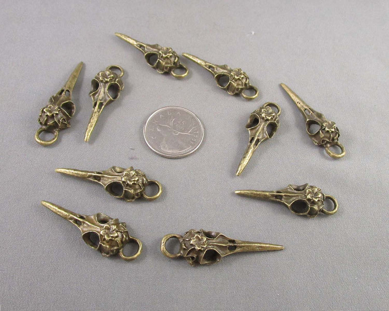 Bird Skull Charms Antique Bronze Tone 10pcs (G094-2)