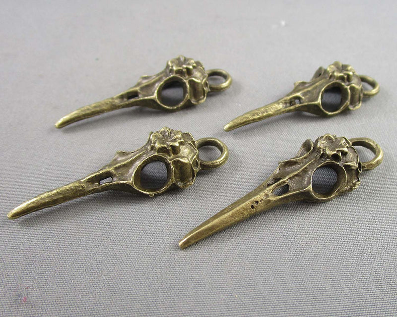 Bird Skull Charms Antique Bronze Tone 10pcs (G094-2)