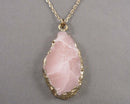 Rose Quartz Gemstone Pendant Necklace (Vintage) H010-4