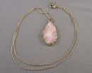 Rose Quartz Gemstone Pendant Necklace (Vintage) H010-4