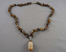 Tiger Eye Gemstone Pendant Necklace (Vintage) H010-9