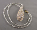 Rhinestone Gemstone Pendant Necklace (Vintage) H010-12