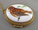 Brass Locket with Sparrow Bird Design  Necklace (Vintage) H010-15