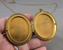 Brass Locket with Sparrow Bird Design  Necklace (Vintage) H010-15
