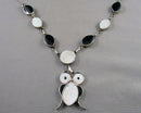 Mother of Pearl Owl Pendant Necklace (Vintage) H010-20