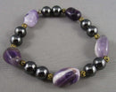 Amethyst & Hematite Gemstone Bracelet (Vintage) H028-3