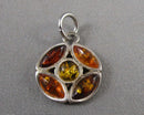Amber Gemstone Pendant 925 Sterling Silver (Vintage) H028-4