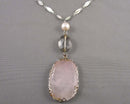 Rose Quartz Gemstone Pendant Necklace Vintage H028-6