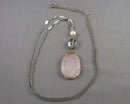 Rose Quartz Gemstone Pendant Necklace Vintage H028-6