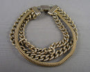 Multi Strand Gold Tone Curb Chain Bracelet (Vintage) H028-11