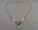 Quartz Gemstone Heart Pendant Necklace Vintage H028-17
