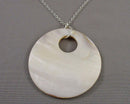 Mother of Pearl Gemstone Pendant Necklace Vintage H028-19
