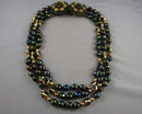 Multi Strand Black Faceted Bead Statement Necklace Vintage H028-21