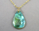 Abalone Shell Gemstone Pendant Necklace (Vintage) H060-12