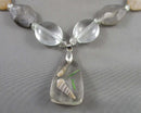 Sea Shell Gemstone Pendant Necklace (Vintage) H060-15
