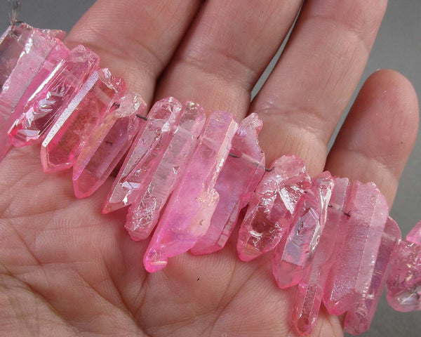 Pink Aura Quartz Points (Drilled) (C101)