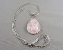 Rose Quartz Gemstone Pendant Necklace (Vintage) H061-18