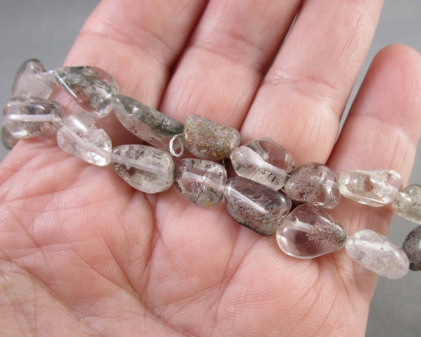 Green Lodolite Quartz Nugget Beads (C460)