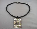 Abalone Gemstone Pendant Necklace (Vintage) H061-21