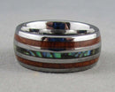 Tungsten Carbide Ring with Abalone Inlay Size 5 (Vintage) H129-10