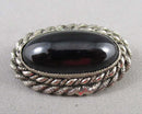 Black Onyx Gemstone Brooch (Vintage) H129-11