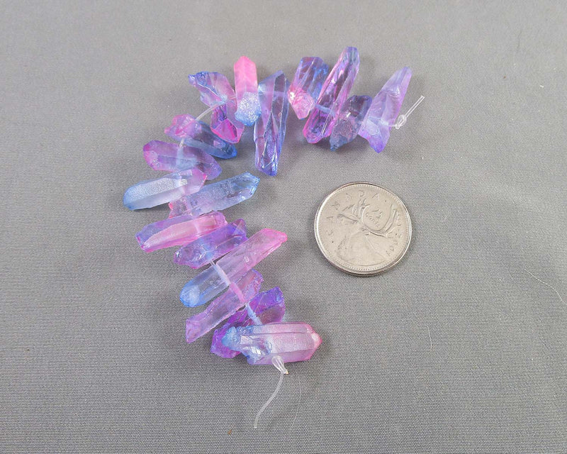 Electroplated Quartz Points (Drilled) Pink & Blue (C196)