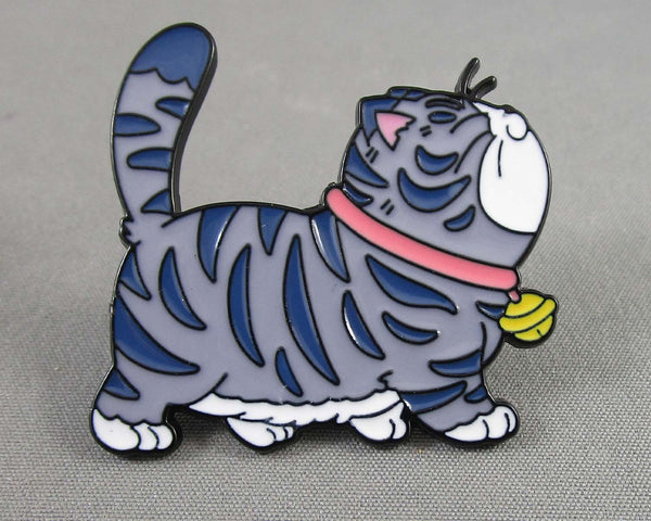 Grey Tabby Cat Enamel Pin 1pc (BIN 88)