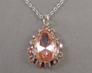 Pink Rhinestone Crystal Pendant Necklace (Vintage) H129-19