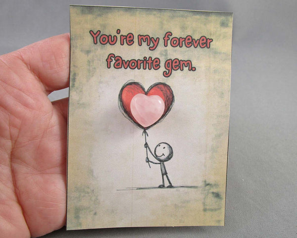 "You're My Forever Favorite Gem" Crystal Heart Gift Appreciation Card 1pc