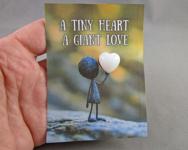 "A Tiny Heart A Giant Love" Crystal Heart Gift Appreciation Card 1pc