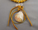 Antler, Quartz and Rhodonite Pendant Necklace (Vintage) H141-3