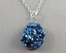 Blue Flame Aura Quartz Pendant Necklace (Vintage) H141-8