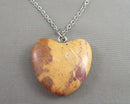 Yellow Jasper Gemstone Heart Pendant Necklace (Vintage) H141-23