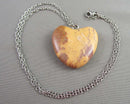Yellow Jasper Gemstone Heart Pendant Necklace (Vintage) H141-23