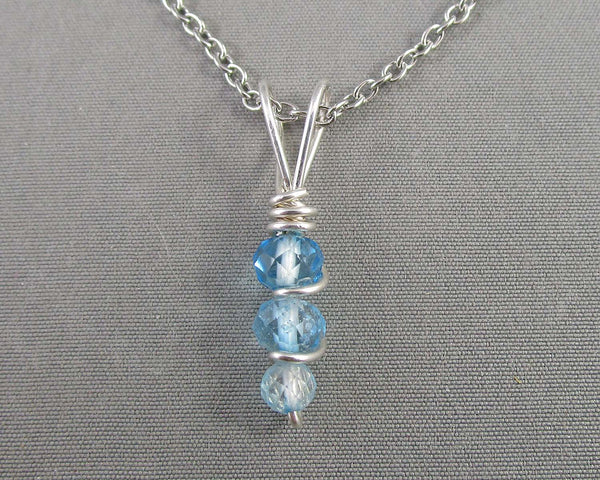 Blue Topaz Crystal Necklace (December Birthstone) 1pc