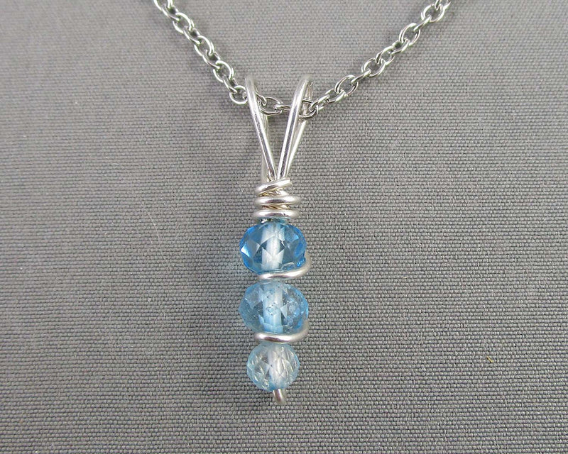 Blue Topaz Crystal Necklace (December Birthstone) 1pc