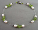 Peridot & Pearl Gemstone Bracelet (Vintage) H141-24