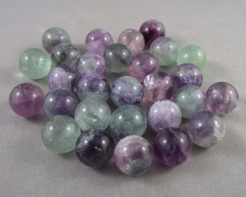 Mini Rainbow Fluorite Crystal Spheres 12mm 2pcs J176