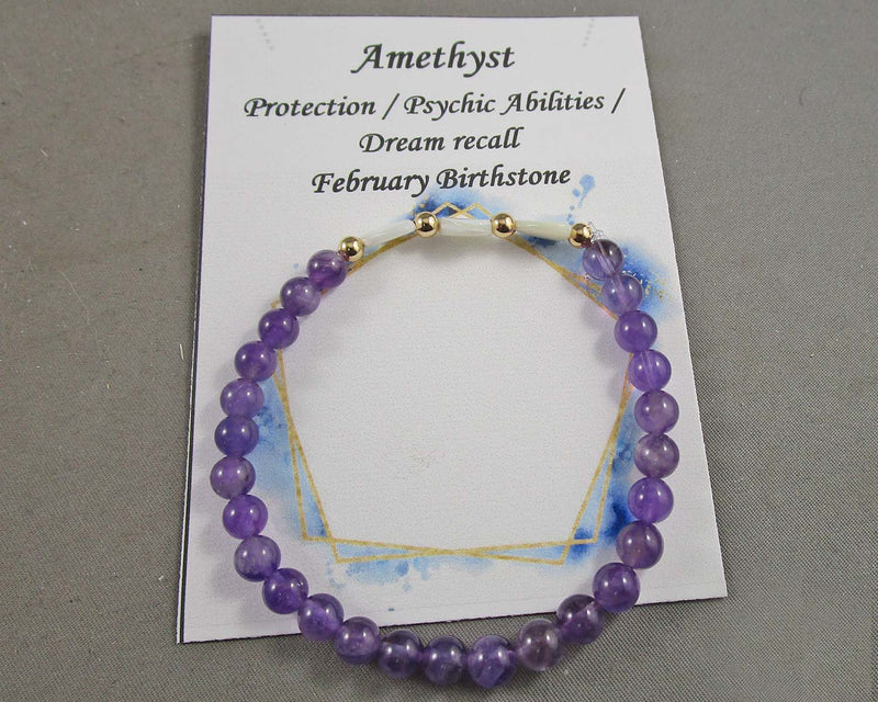 Amethyst Crystal Bracelet with Trochid Shell Hearts 1pc (C096)