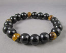 Tiger Eye and Onyx Bracelet (Vintage) 1pc H039-28