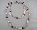 Amethyst & Quartz Gemstone Necklace (Vintage) H142-7