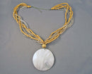 Mother of Pearl Pendant Necklace Vintage H040-3
