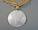 Mother of Pearl Pendant Necklace Vintage H040-3