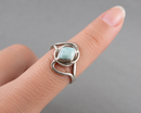 Larimar Gemstone Ring 925 Sterling Silver Size 10.5 (Vintage) H142-17